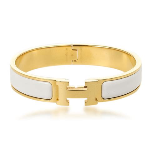 white gold clic hermes|click h bracelet Hermes.